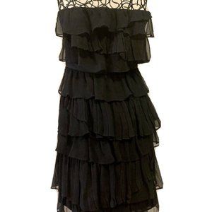 J. Crew Tiered Ruffle Strapless Dress Black 4